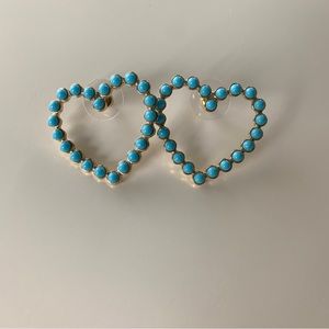 EUC - blue heart statement studs
